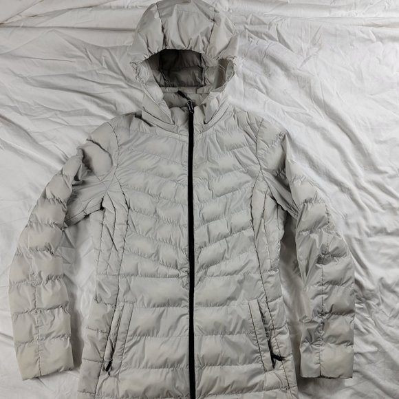 32 Degrees Heat Womens Small Silver Puffer Coat Jacket Full Zip Winter Warm - Picture 1 of 11